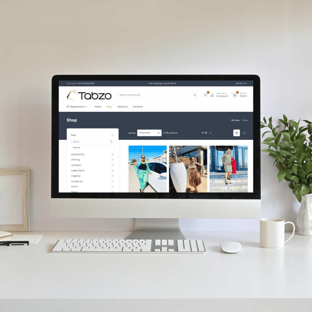 Tabzo exclusive clothing website mockup